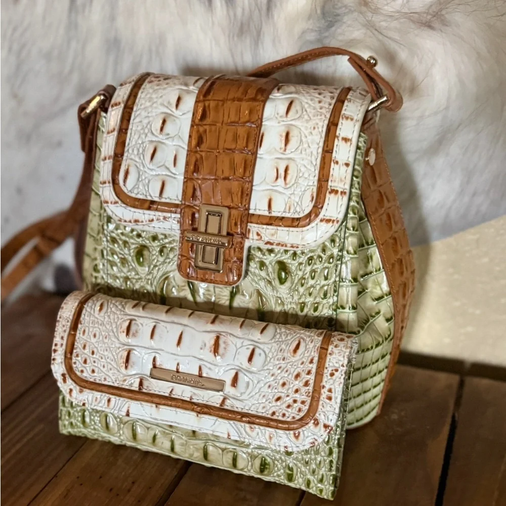 NWT SET ~ Brahmin Fern Williamette Green Margo with Cordelia Wallet - Picture 10 of 16